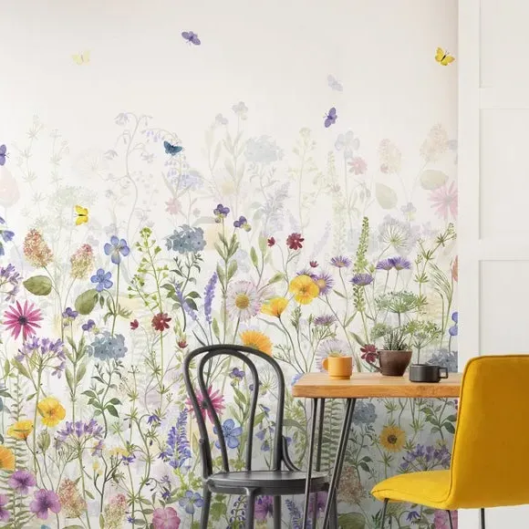 Spring Flowers Wall Mural - Multicolor, Non-Woven