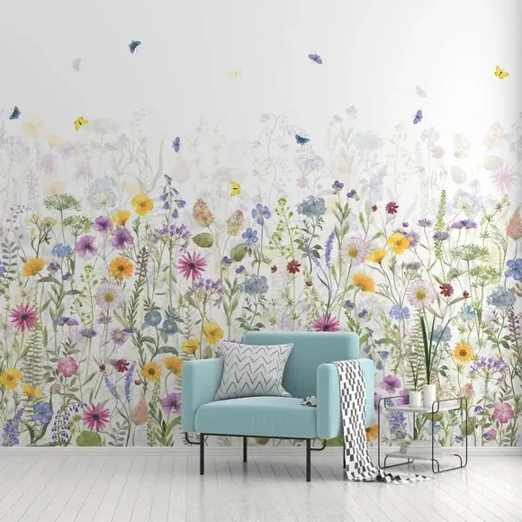 Spring Flowers Wall Mural - Multicolor, Non-Woven