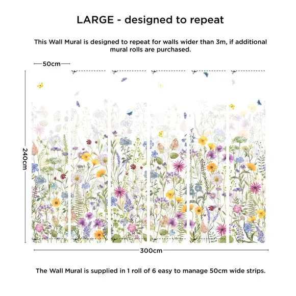 Spring Flowers Wall Mural - Multicolor, Non-Woven