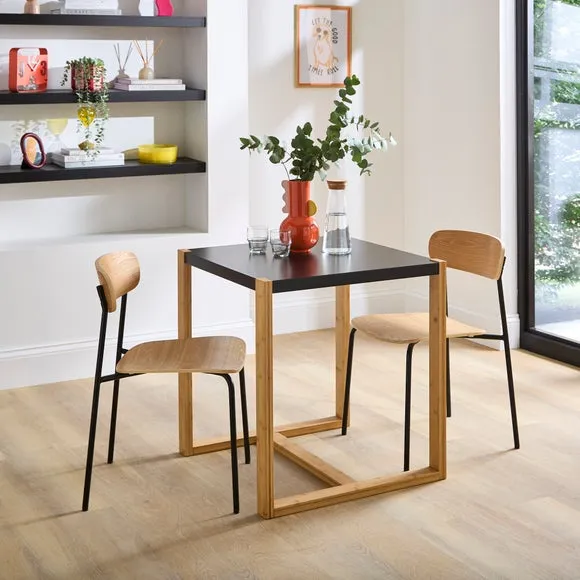 Square 2-Seater Dining Table - Black, Wood image