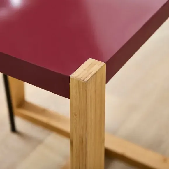 Square 2-Seater Dining Table - Burgundy, Wood