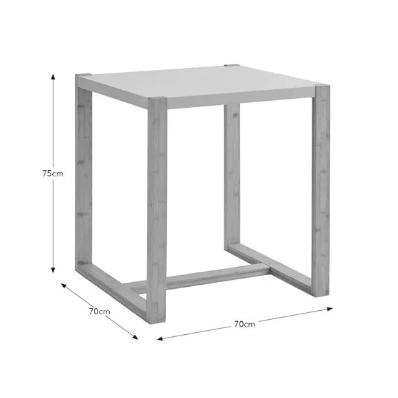 Square 2-Seater Dining Table - Stone, Wood