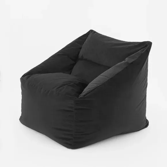 Square Bean Bag Chair - Black, Velvet