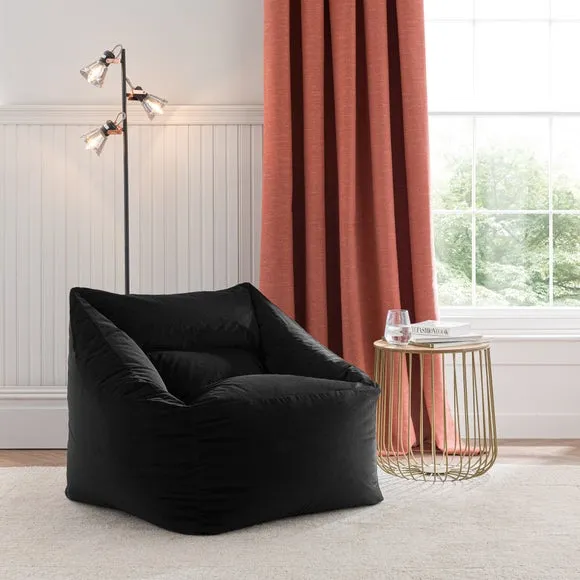 Square Bean Bag Chair - Black, Velvet image