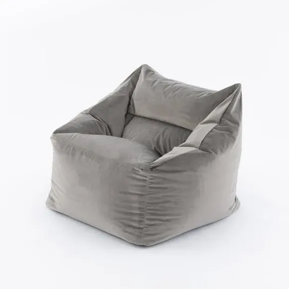 Square Bean Bag Chair - Grey, Velvet