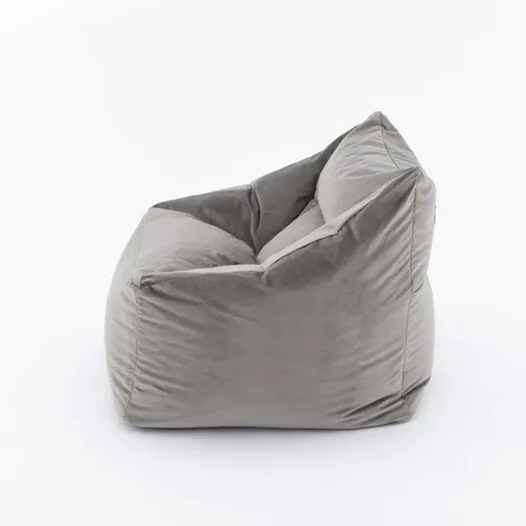 Square Bean Bag Chair - Grey, Velvet