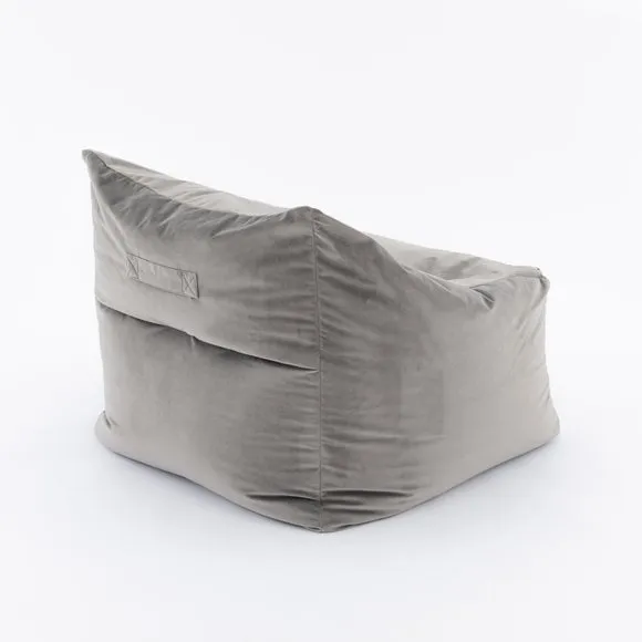 Square Bean Bag Chair - Grey, Velvet