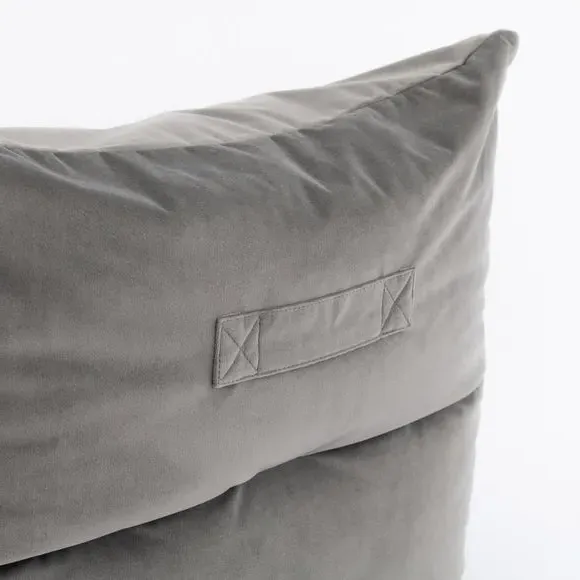 Square Bean Bag Chair - Grey, Velvet