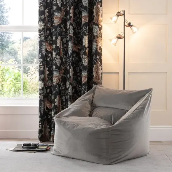 Square Bean Bag Chair - Grey, Velvet