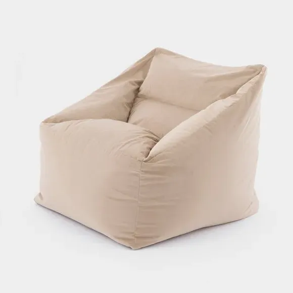 Square Bean Bag Chair - Natural, Velvet