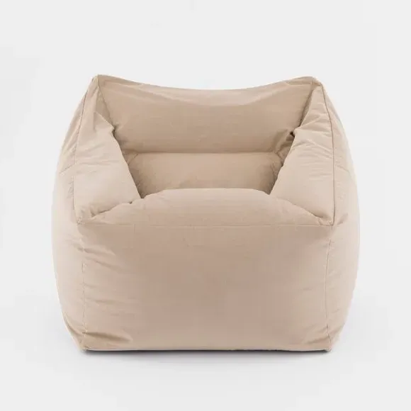 Square Bean Bag Chair - Natural, Velvet