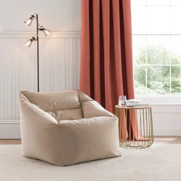 Square Bean Bag Chair - Natural, Velvet