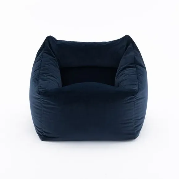 Square Bean Bag Chair - Navy, Velvet
