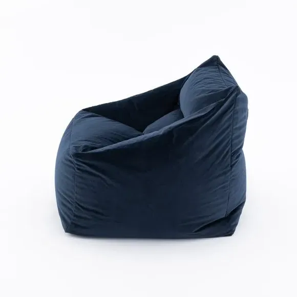 Square Bean Bag Chair - Navy, Velvet