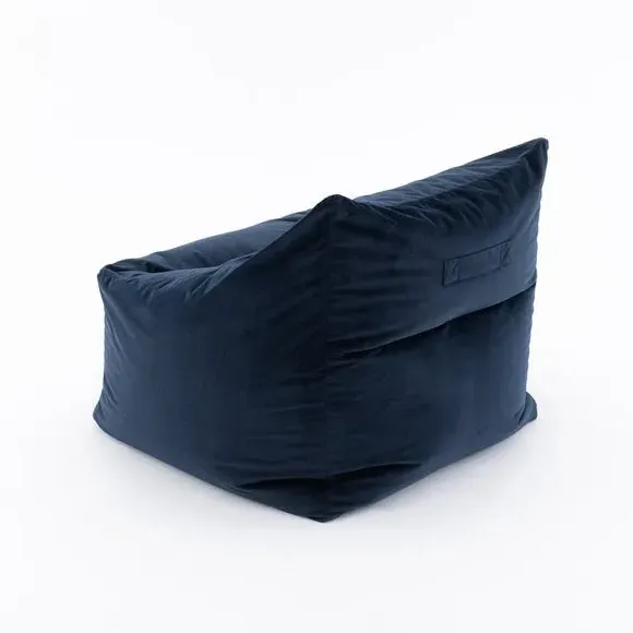 Square Bean Bag Chair - Navy, Velvet