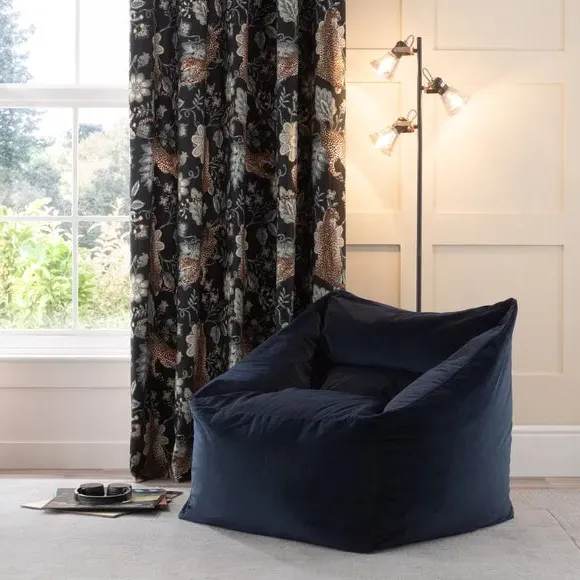 Square Bean Bag Chair - Navy, Velvet