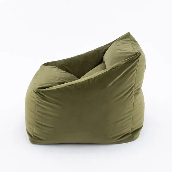 Square Bean Bag Chair - Olive, Velvet