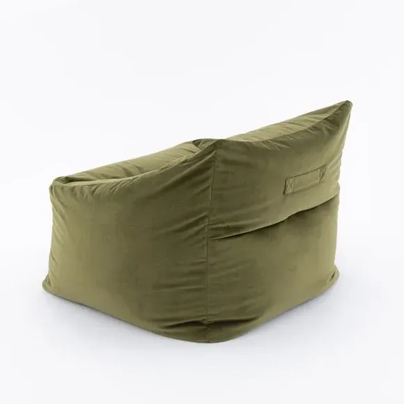 Square Bean Bag Chair - Olive, Velvet