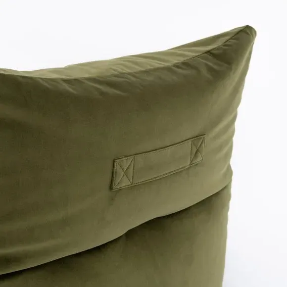 Square Bean Bag Chair - Olive, Velvet