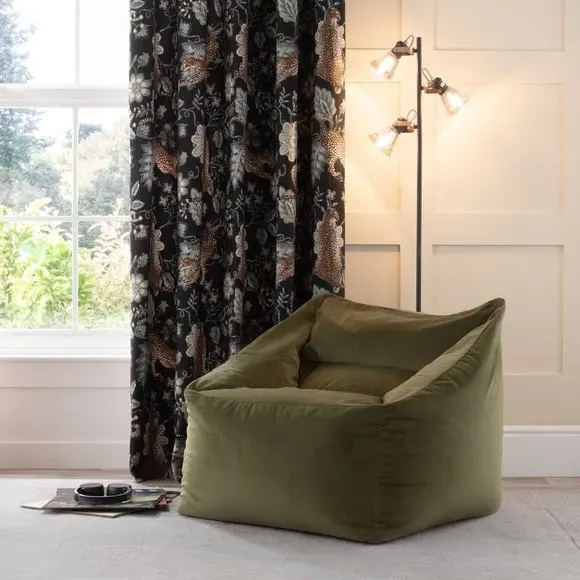 Square Bean Bag Chair - Olive, Velvet