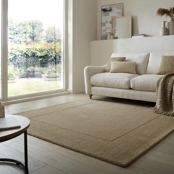 Square Border Rug with Cut Loop Pile - Dark Natural image
