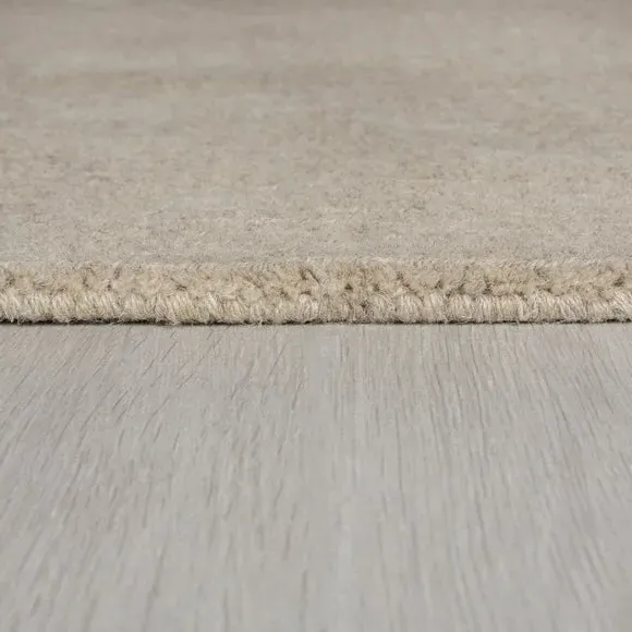 Square Border Rug with Cut Loop Pile - Natural, Wool