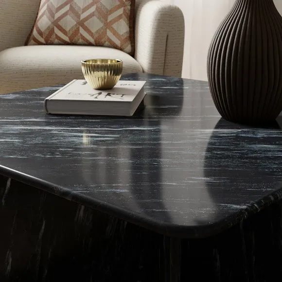 Square Coffee Table - Black, Marble