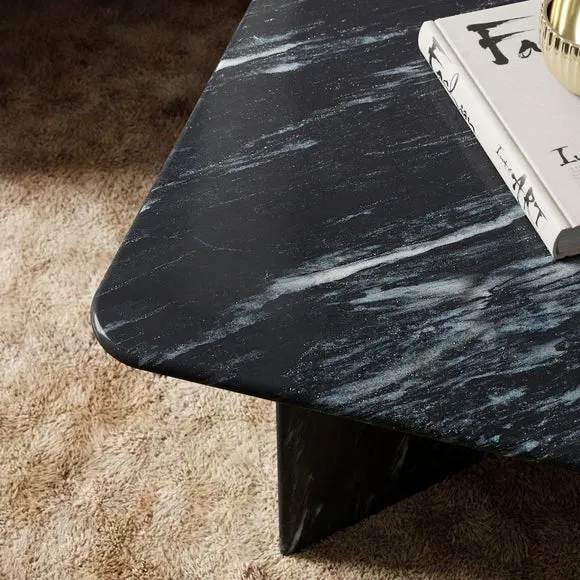 Square Coffee Table - Black, Marble
