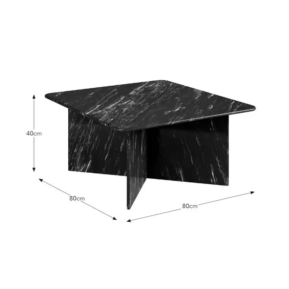 Square Coffee Table - Black, Marble