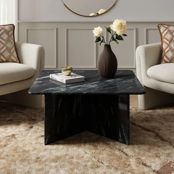 Square Coffee Table - Black, Marble image
