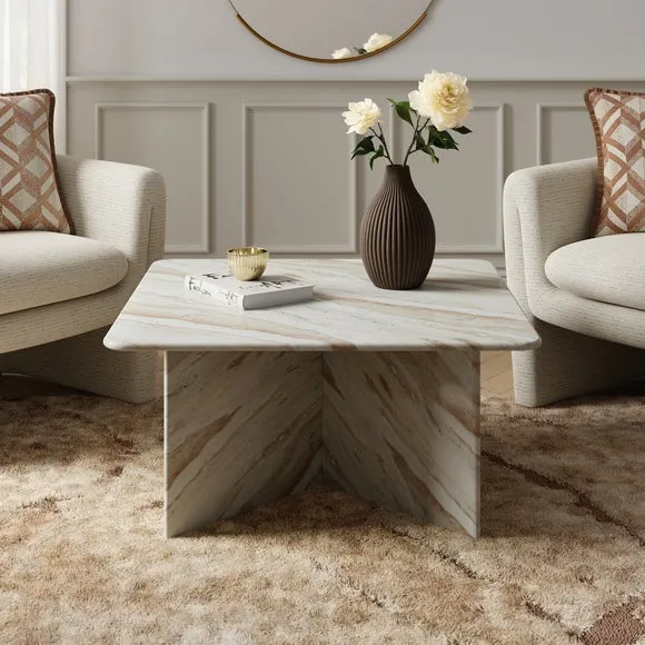 Square Coffee Table - Natural, Marble