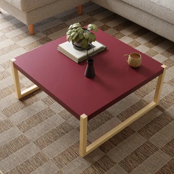 Square Coffee Table Two Tone - Burgundy, Wood
