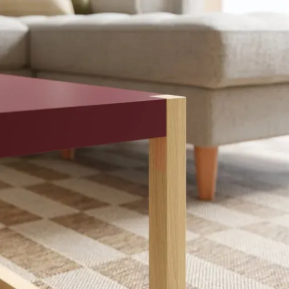 Square Coffee Table Two Tone - Burgundy, Wood