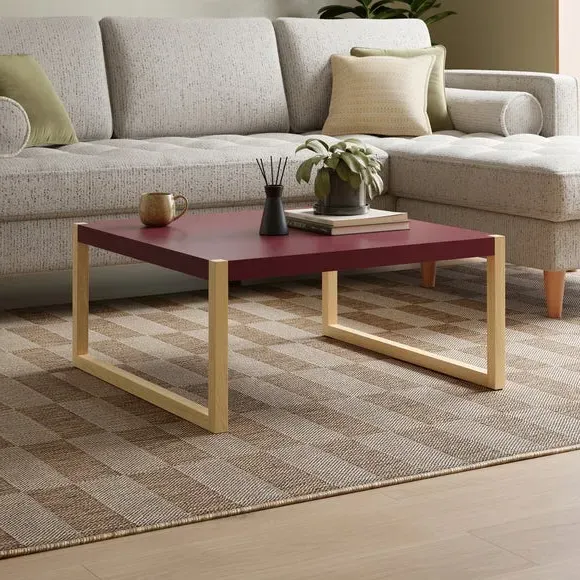 Square Coffee Table Two Tone - Burgundy, Wood image
