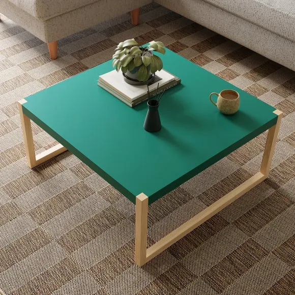 Square Coffee Table Two Tone - Emerald, Wood