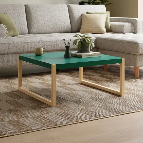 Square Coffee Table Two Tone - Emerald, Wood
