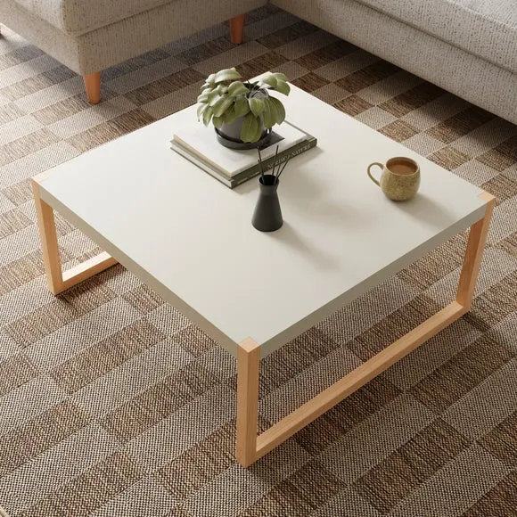 Square Coffee Table Two Tone - Stone, Wood