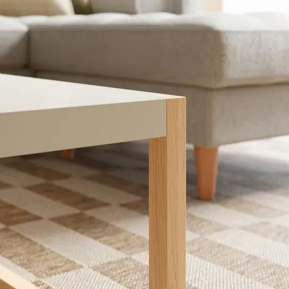 Square Coffee Table Two Tone - Stone, Wood