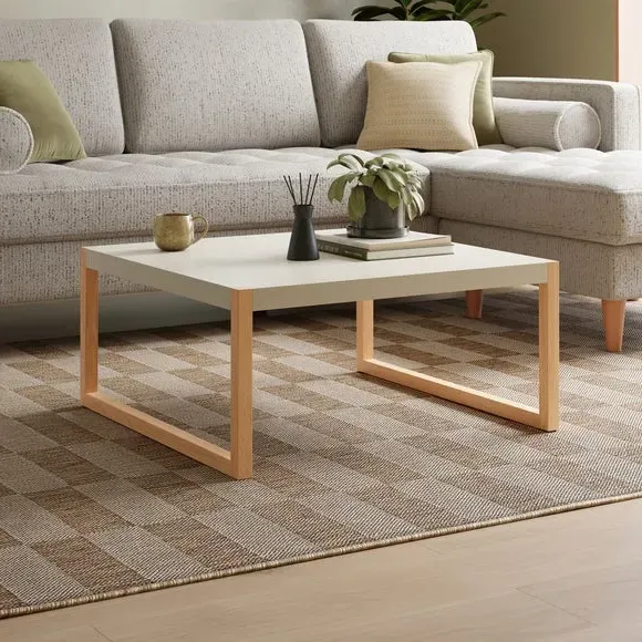Square Coffee Table Two Tone - Stone, Wood