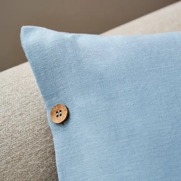Square Cushion Cover - Ashley Blue, Cotton Linen