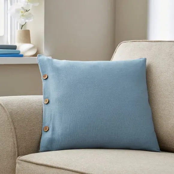 Square Cushion Cover - Ashley Blue, Cotton Linen image