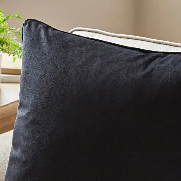 Square Cushion Cover - Black, Recycled Velour