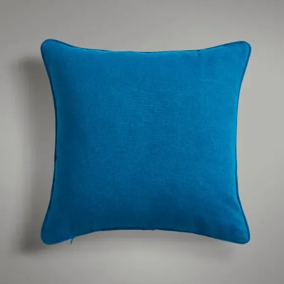 Square Cushion Cover Embroidered - Teal, Polyester