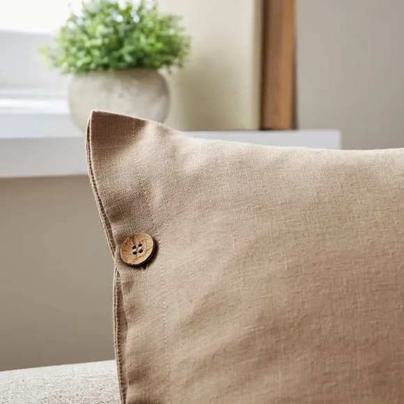 Square Cushion Cover - Fawn, Cotton Linen