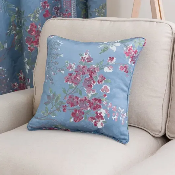 Square Cushion Cover Floral - Blue, Polyester image