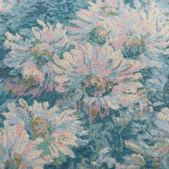 Square Cushion Cover Floral Design - Blue, Tapestry