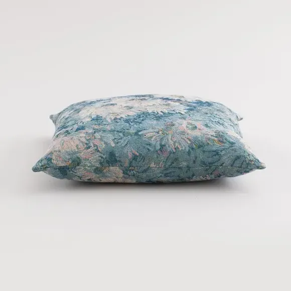 Square Cushion Cover Floral Design - Blue, Tapestry
