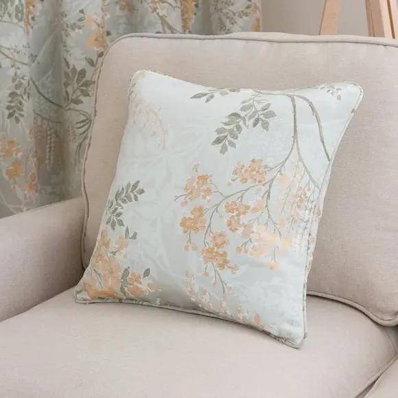 Square Cushion Cover Floral - Green, Polyester