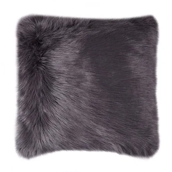 Square Cushion Cover Fluffy Texture - Charcoal, Faux Fur image