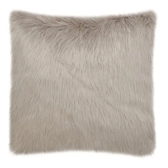 Square Cushion Cover Fluffy Texture - Grey, Faux Fur